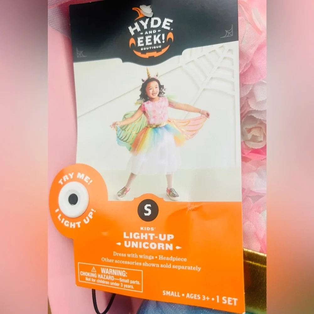 ❤️New Vibrant Floral Kids Dance Costume with Gold Waistband LIGHT-UP ~ UNICORN✨